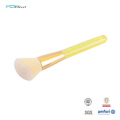 Cepillos cosméticos del polvo del maquillaje del cepillo del pelo sintético plástico amarillo flojo de alta densidad de la manija