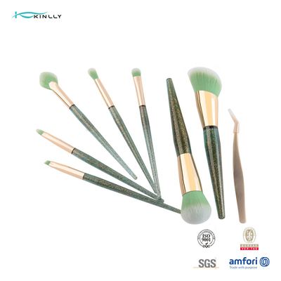 Sistema de cepillo del maquillaje del artista 7pcs del vegano del OEM de Crystal Plastic Makeup Brushes del brillo del diamante artificial