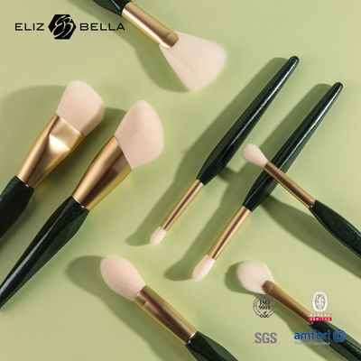 sistema de lujo de Rose Gold Ferrule Cosmetic Brush de los cepillos del maquillaje de la manija de madera 8-piece