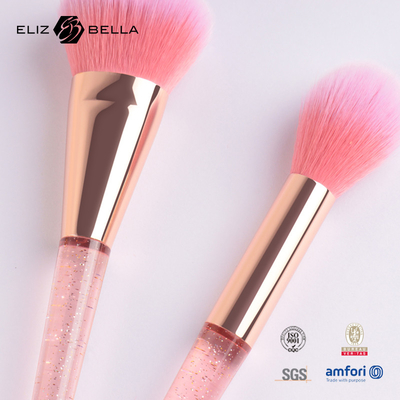 sistema de cepillo plástico del maquillaje del viaje de la manija del pelo sintético de 7pcs Rose Gold Cosmetic Brush Set