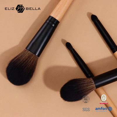 El cepillo cosmético BSCI del pelo de 7 pedazos del maquillaje de la manija de madera sintética del cepillo certificó