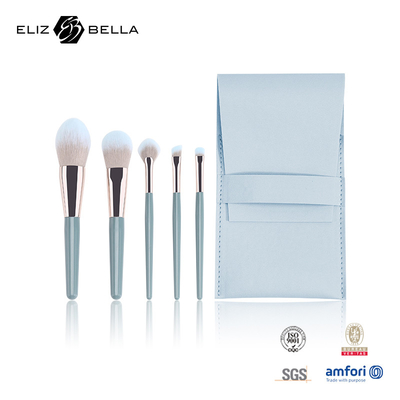 5pcs Mini maquillaje Brush Set regalo de plástico manija caja cosmética con cabello de nylon