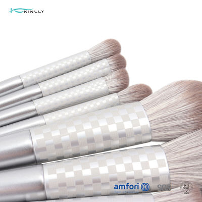 La fibra sintética Crueldad-libre eriza el sistema de cepillo del maquillaje de la cara 8pcs, la manija de madera y la virola de aluminio