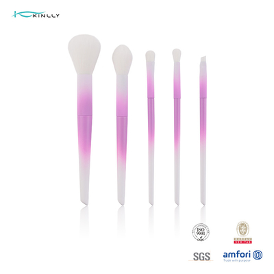 Sistema de cepillo rosado del maquillaje del ODM del OEM OBM del tamaño del viaje con el pelo sintético