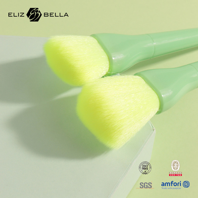 Manija plástica verde clara sintética del sistema de cepillo del maquillaje del pelo del OEM 9pcs