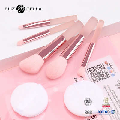 5pcs Cute maquillaje de viaje kits de pincel con impresión clara PVC caja de embalaje OEM