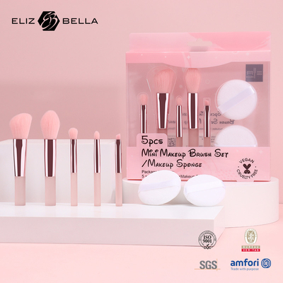 Cabello sintético cepillos de maquillaje rosa maquillaje de viaje kits de cepillos con caja de embalaje de PVC transparente