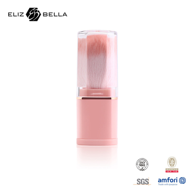 Pulido de maquillaje con cepillo retráctil Manilla de plástico rosa 100% de pelo sintético Manilla de plástico OEM