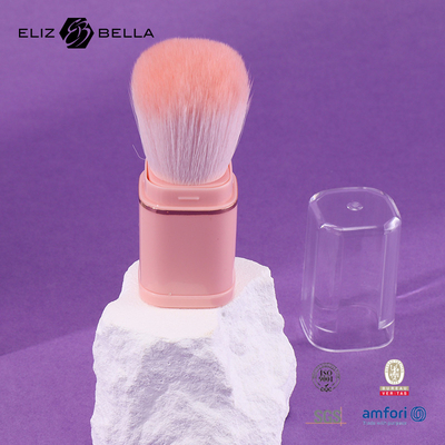 Pulido de maquillaje con cepillo retráctil Manilla de plástico rosa 100% de pelo sintético Manilla de plástico OEM