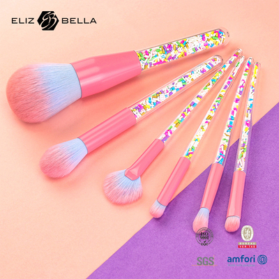6pcs de maquillaje Brush Set Dulces de maquillaje Brushes coloridos transparentes manguera de pincel plástico granular