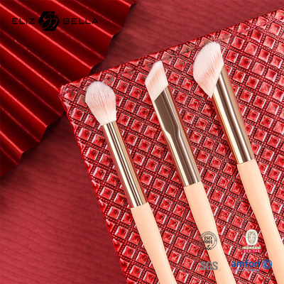 5pcs precio de fábrica Logotipo personalizado 100% cabello sintético Vegan Facial Maquillaje Ojo Set de cepillo, mango de madera y ferrule de aluminio