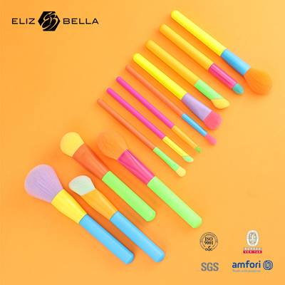 12pcs Brush de maquillaje multi-color profesional conjunto para la base de polvo Blush Eyeshadow, colorido pincel cosmético