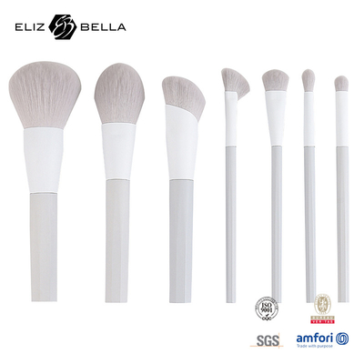 7pcs cepillos de maquillaje con cabello sintético y soporte manija de plástico de aluminio ferrule, pedidos OEM bienvenido