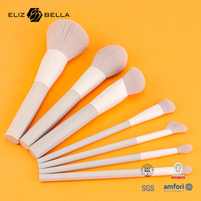 7pcs cepillos de maquillaje con cabello sintético y soporte manija de plástico de aluminio ferrule, pedidos OEM bienvenido