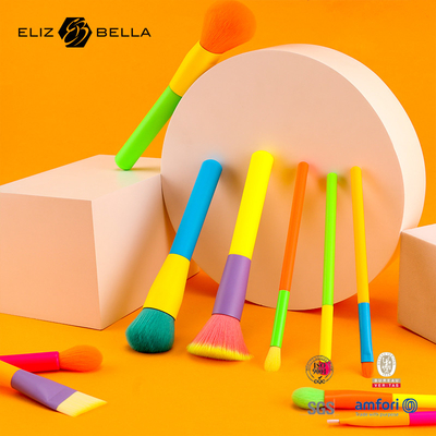14pcs diseño personalizado maquillaje Set de pincel Colorido mango y ferrule de aluminio incluido