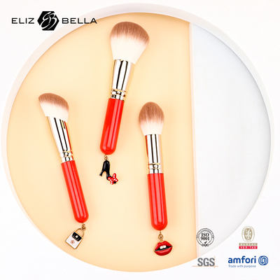 3pcs mango de madera Esencial de cepillado cosmético conjunto de maquillaje de cabello sintético herramientas OEM ODM