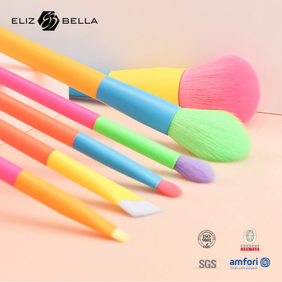 12pcs colorido de plástico mango y aluminio ferrule de belleza cepilla cosmética conjunto de muestra