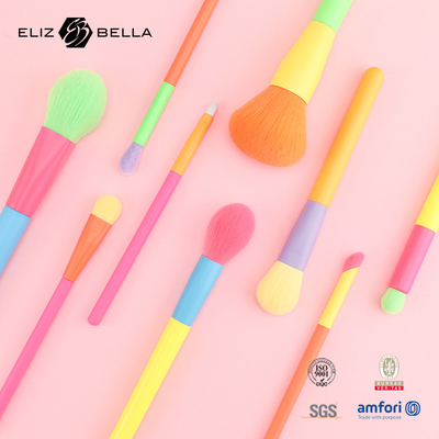 12 PCS cepillos de maquillaje con mango de madera de colores y ferrule LOGO personalizado aceptado