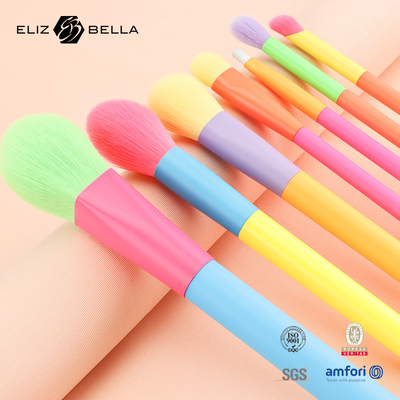 12 PCS cepillos de maquillaje con mango de madera de colores y ferrule LOGO personalizado aceptado