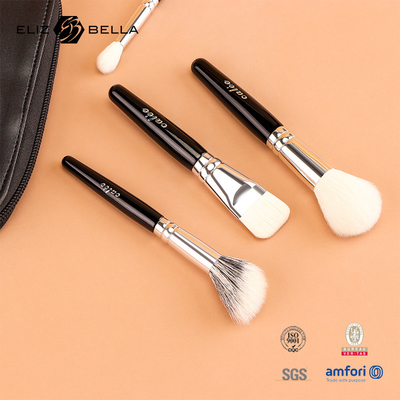 Personaliza 9 pinceles de maquillaje Travel Pro con mango de madera negra y ferrule de aluminio