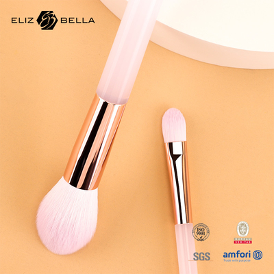 5pcs de pincel de maquillaje de plástico rosa, conjunto de pincel cosmético para cabello sintético, polvo, mezcla de ojos, pincel de sombra de ojos