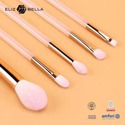 5pcs de pincel de maquillaje de plástico rosa, conjunto de pincel cosmético para cabello sintético, polvo, mezcla de ojos, pincel de sombra de ojos