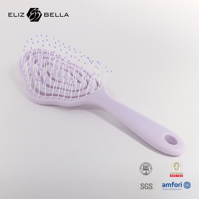 Logotipo personalizado Vent curva húmeda y seca Cuero cabelludo de masaje Cepillo de cabello cuadrado Paddle Detangle Cepillo de cabello para cabello rizado