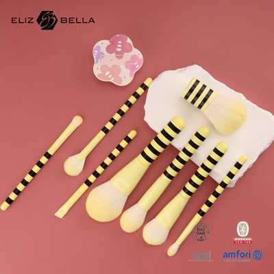 Escobillas de maquillaje de lujo con pelo sintético y mango de madera para salón/hogar/regalo