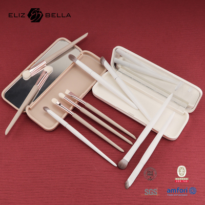 Mini Set de cepillos de maquillaje para viajes 5PCS cepillos cosméticos veganos y libres de crueldad para rostro y ojos