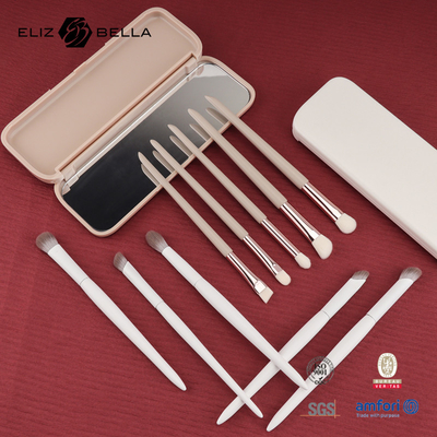Mini Set de cepillos de maquillaje para viajes 5PCS cepillos cosméticos veganos y libres de crueldad para rostro y ojos