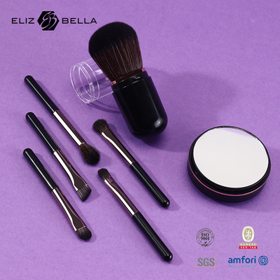 Mini Kit de cepillos de maquillaje en movimiento Conjunto compacto para maleta o bolso Hipoalergénico y amigable para viajar