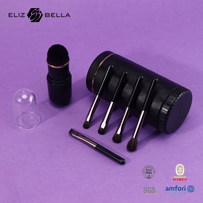 Mini Kit de cepillos de maquillaje en movimiento Conjunto compacto para maleta o bolso Hipoalergénico y amigable para viajar