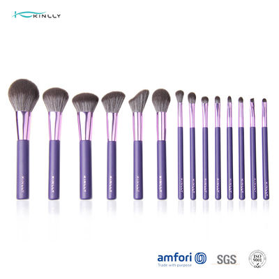 Bolso BSCI púrpura de Opp sistema de cepillo del maquillaje de 14 pedazos