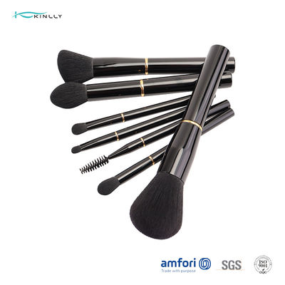 Cepillo del maquillaje con las herramientas sintéticas de la belleza del pelo de Rose Gold Ring Aluminium Ferrule