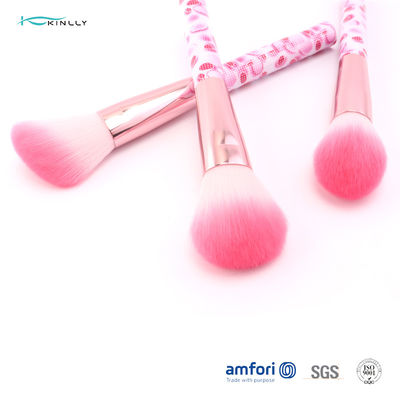 Sistema de cepillo cosmético del viaje plástico de nylon rosado del pelo 6pcs con la virola de aluminio