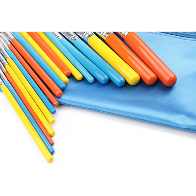 Sistema de cepillo del maquillaje de 18 pedazos con la manija de madera del color y el bolso cosmético