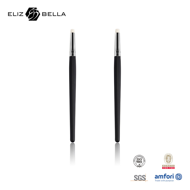 Cepillo de maquillaje de sombra de ojos con perilla de aluminio y mango de madera 100% cabello sintético OEM ODM