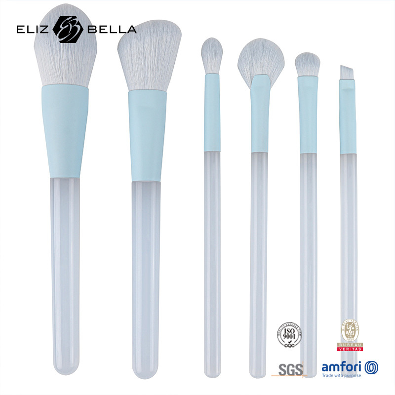 Pantallas de plástico con logotipo personalizado Acceptado cepillos de maquillaje de lujo para maquillaje cepillos de función,100% cabello sintético