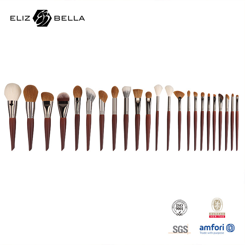 Brushes de maquillaje de calidad profesional con mango de madera, Brushes cosméticos de lujo, Pedidos OEM bienvenidos