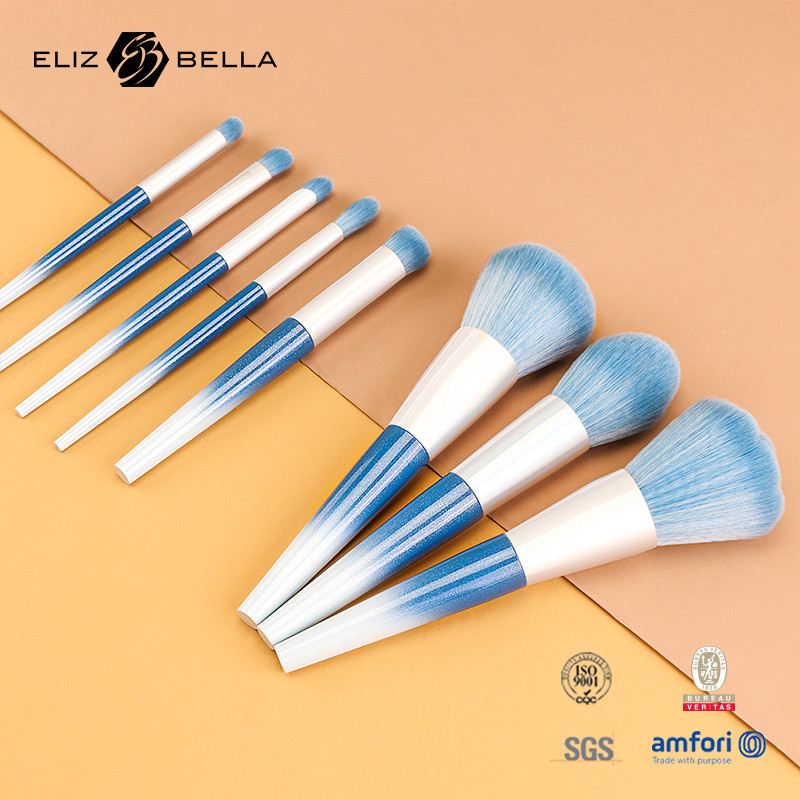 10pcs necesidades de belleza manija de plástico maquillaje de viaje cepilla de juego con cabello sintético, pedidos OEM son bienvenidos