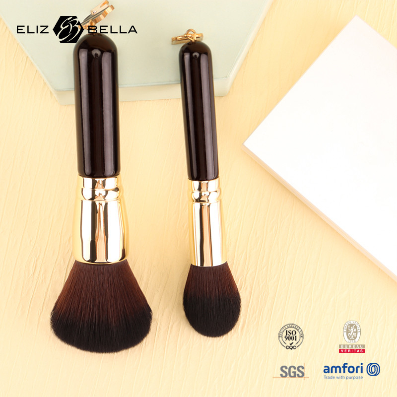 5pcs de maquillaje personalizado de viaje Brush Set mango de madera Ferrule de aluminio y 100% de cabello sintético