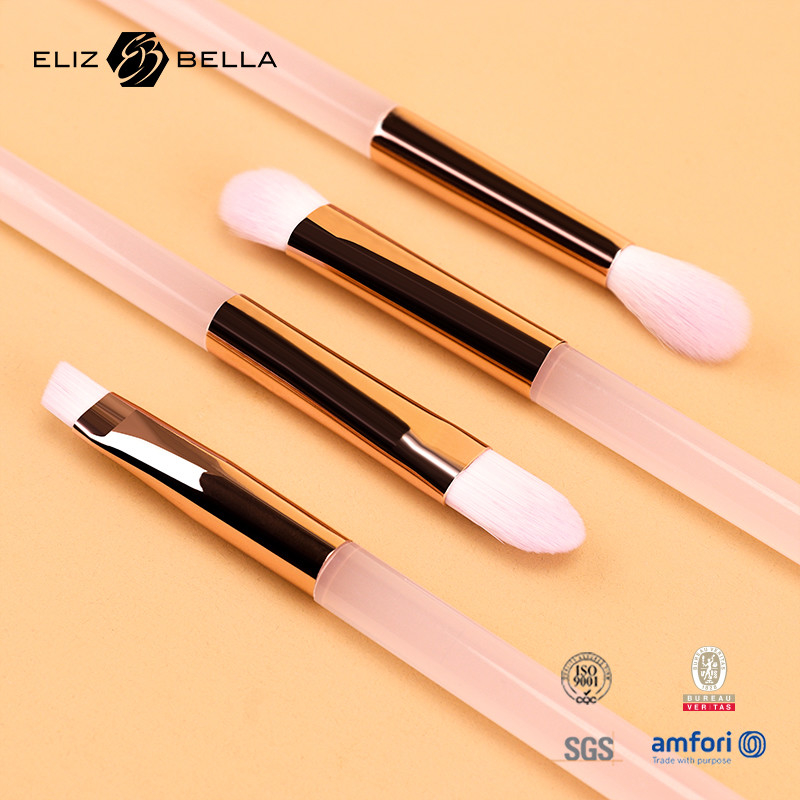 5pcs de pincel de maquillaje de plástico rosa, conjunto de pincel cosmético para cabello sintético, polvo, mezcla de ojos, pincel de sombra de ojos