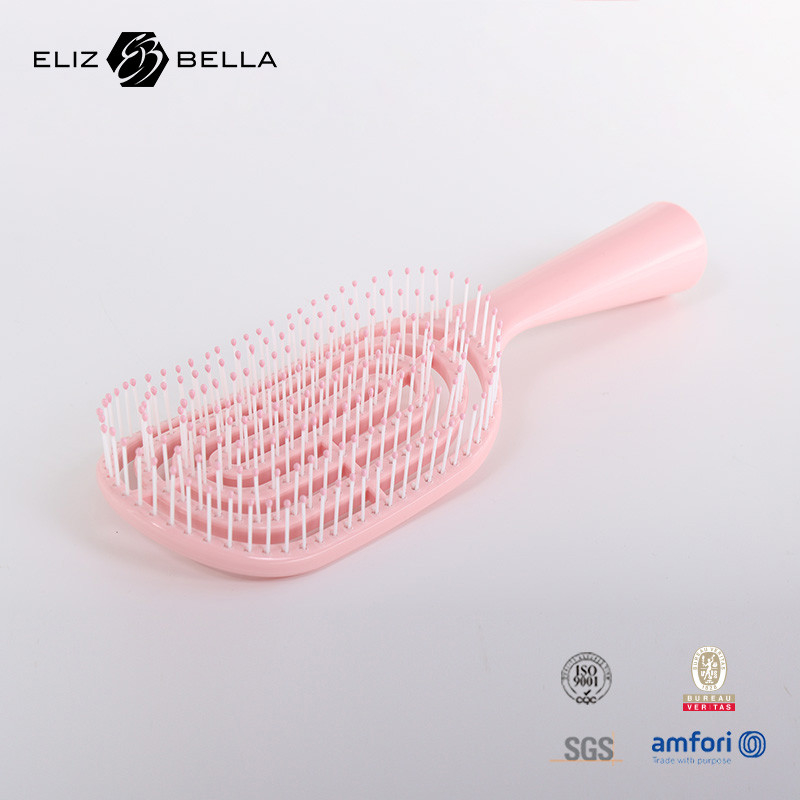Masaje de ventilación curva húmeda y seca Cuadro Paddle Cepillo de cabello para cabello rizado Cepillo de cabello de logotipo personalizado