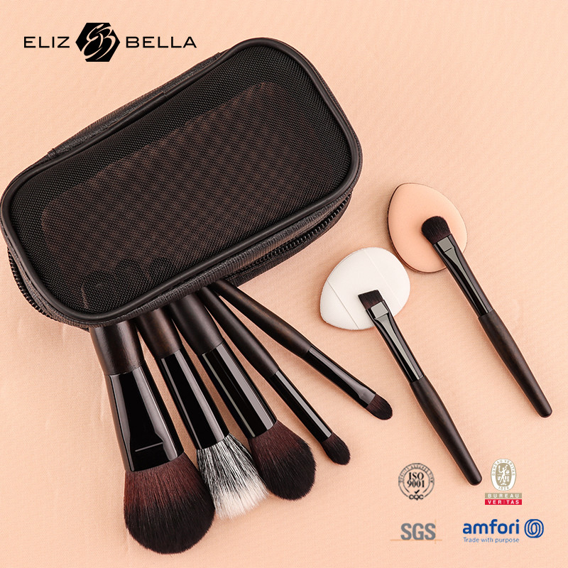 Kit de pinceles de maquillaje de moda la adición perfecta a su colección, pequeño conjunto de pinceles con bolsa cosmética de cremallera