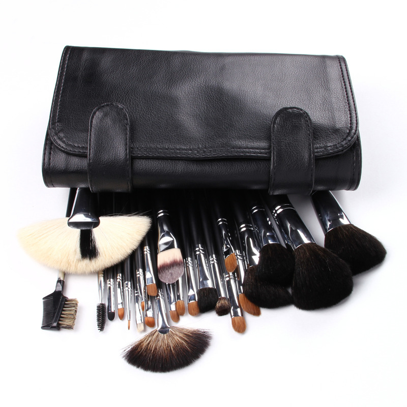 Set de cepillos de maquillaje de viaje más esponjoso e higiénico ideal para retoques en movimiento Cabello sintético Negro / colores personalizados