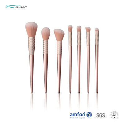 Equipos de madera de aluminio del cepillo del maquillaje de los cosméticos de la virola 7PCS