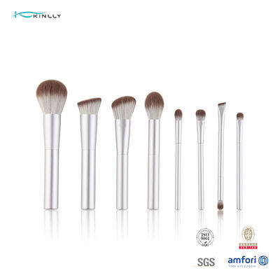 manija de aluminio blanca del sistema de cepillo del maquillaje del viaje del ODM del OEM 8pcs