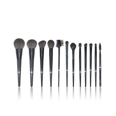 Herramienta sintética de la belleza de los cosméticos del sistema de cepillo del maquillaje del negro del pelo 12PCS